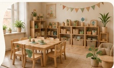 Warm natural childcare classroom